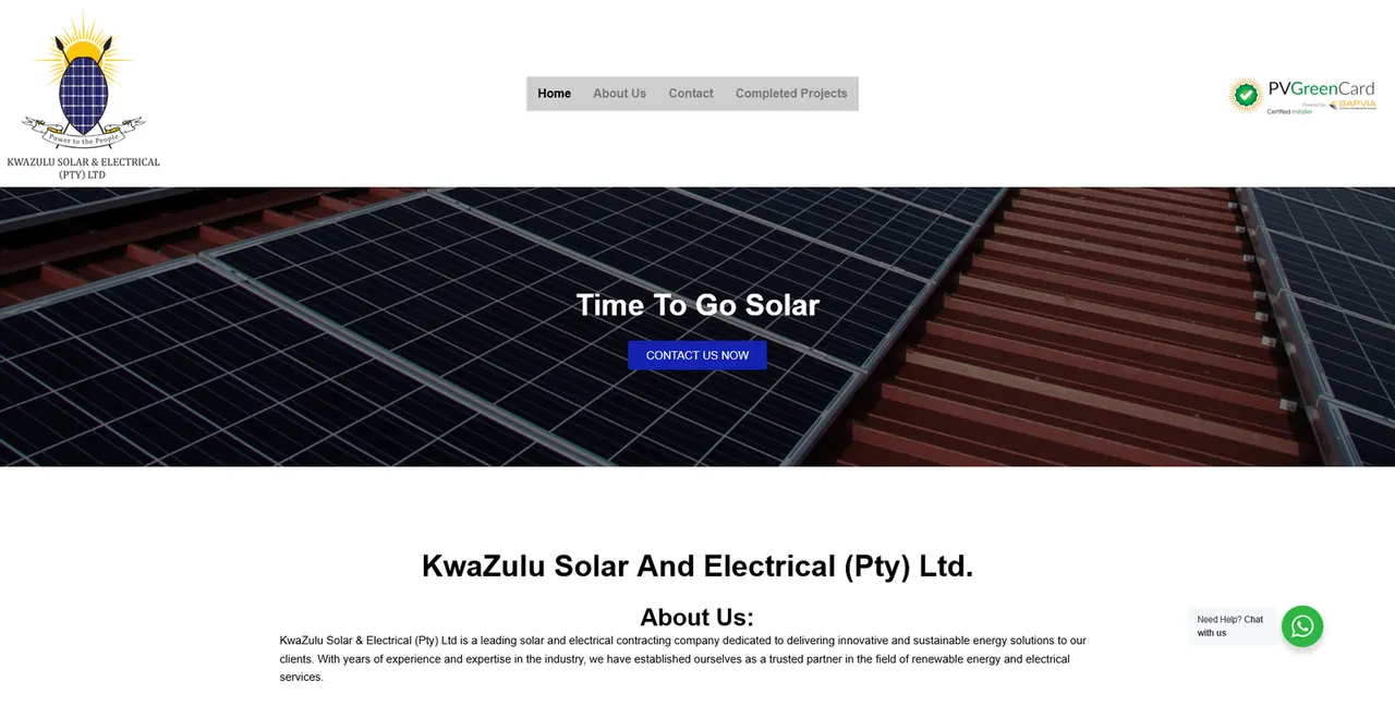 Kwazulu Solar and Electrical website built by LiquidEmerce
