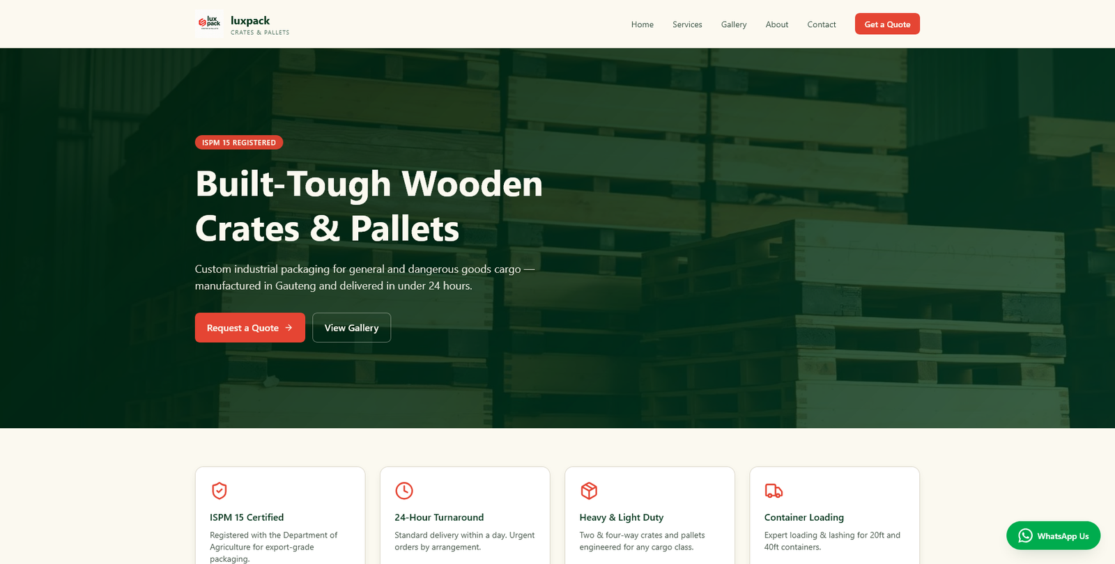 Luxpack Crates & Pallets website