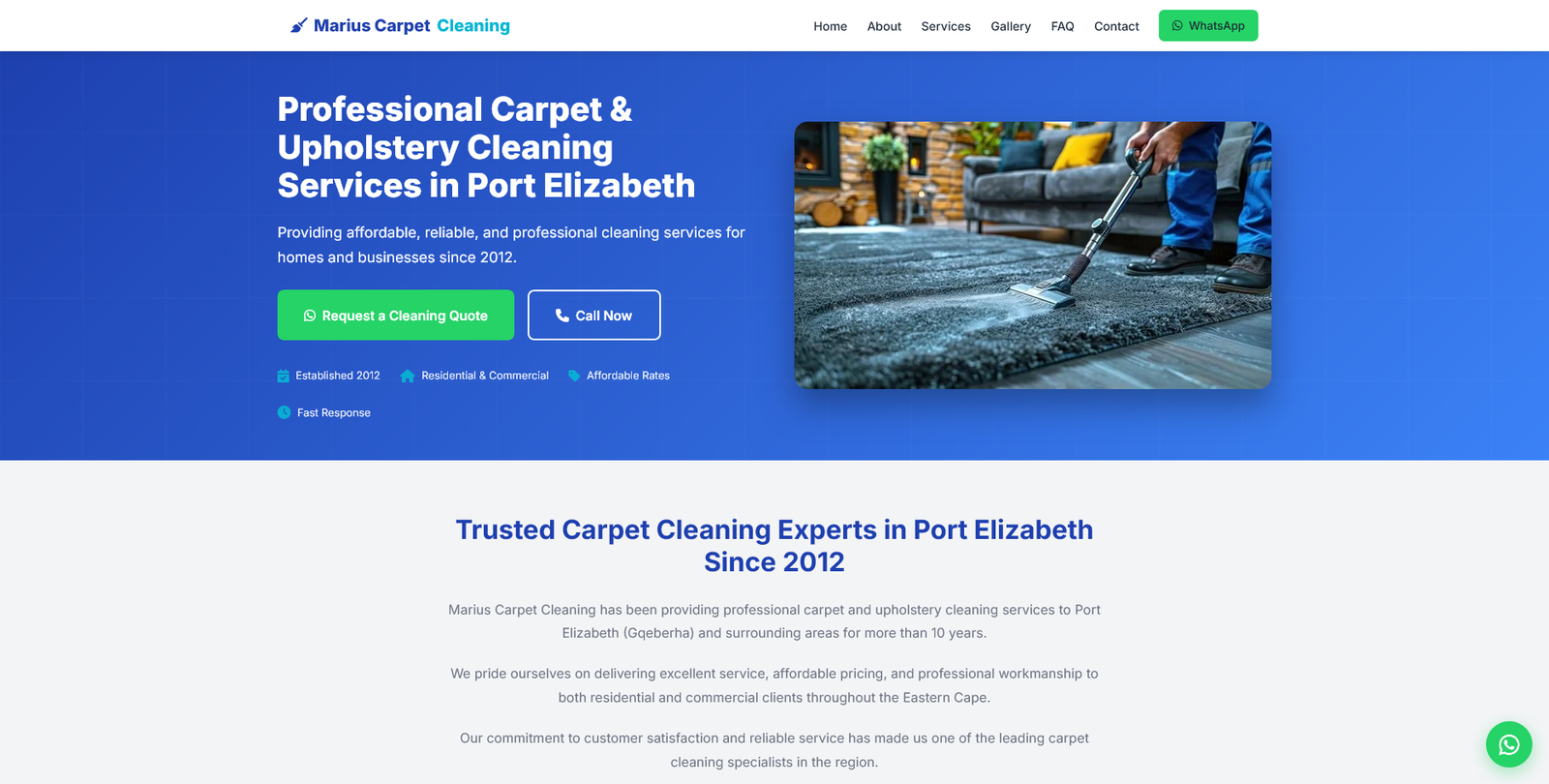 Marius Carpet Cleaning website