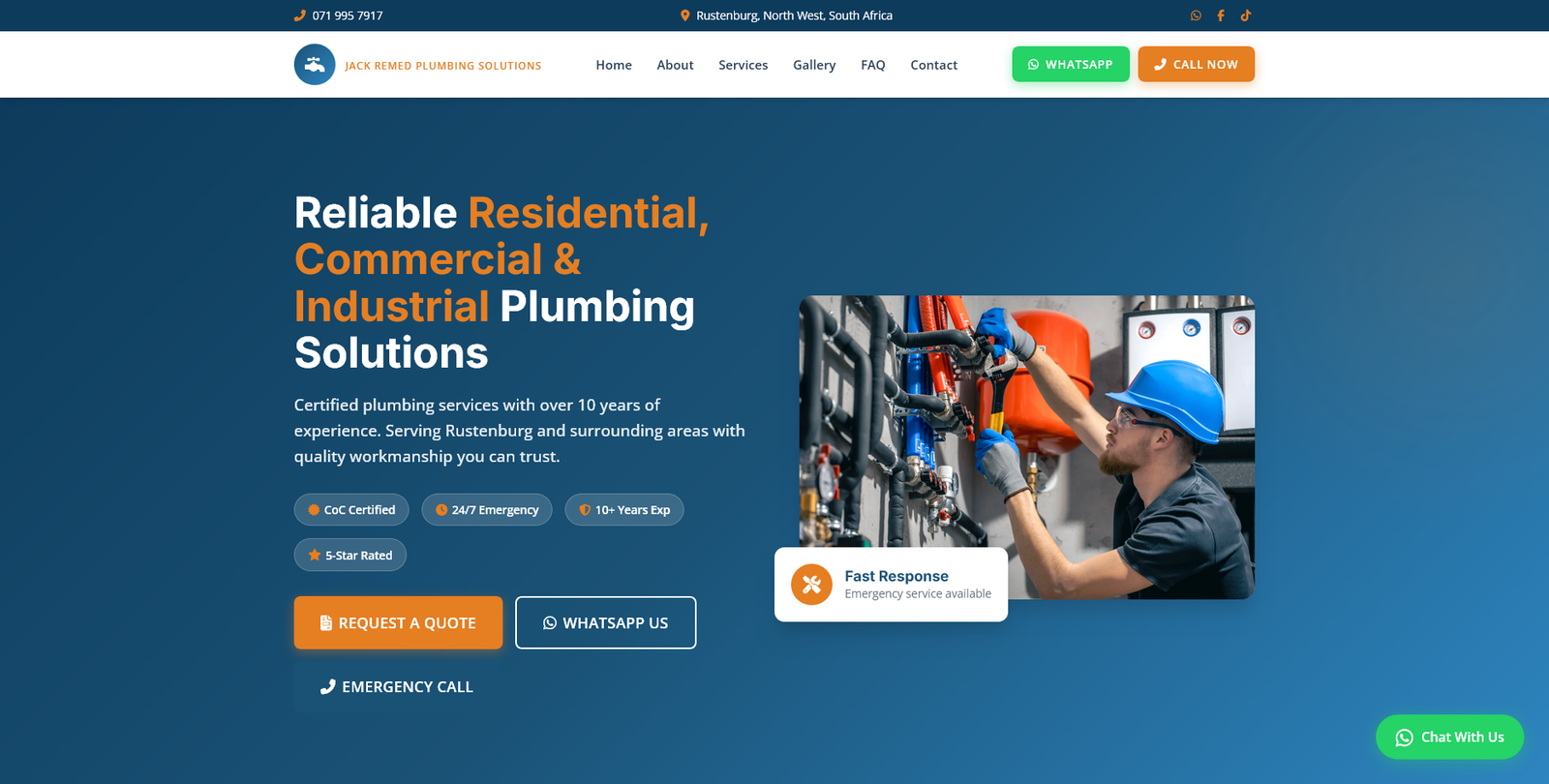 Jack Remed Plumbing Solutions website